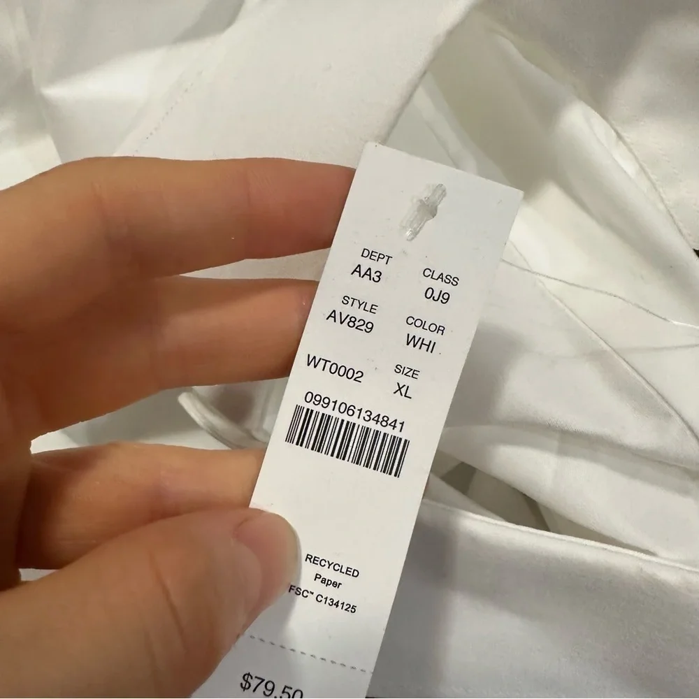 J crew Bowery wrinkle free stretch cotton shirt with spread collar white